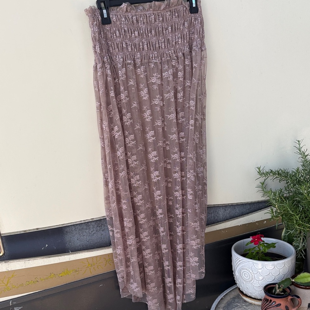 Free People Mauve Floral Maxi Skirt